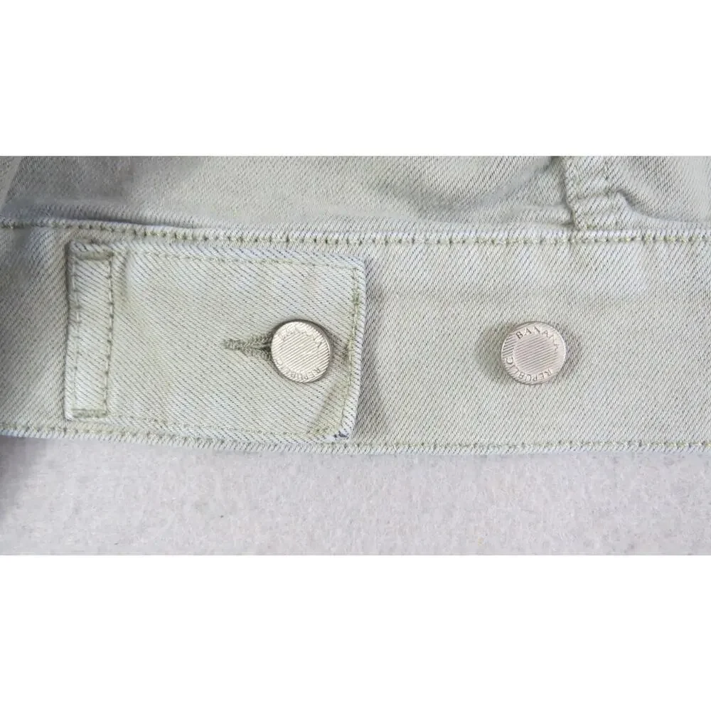Banana Republic Womens M Cotton Canvas Cropped Trucker Jacket Sage Green Coat LN